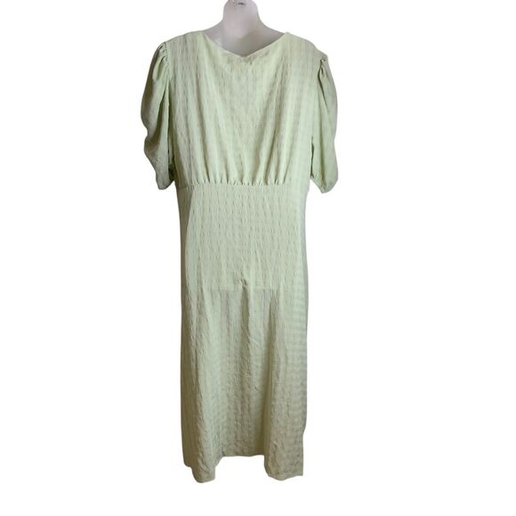 Nasty Gal Plus Size 16 Midi Dress V-neck Button Down Puff Sleeve Sage Green NWT - Picture 15 of 15